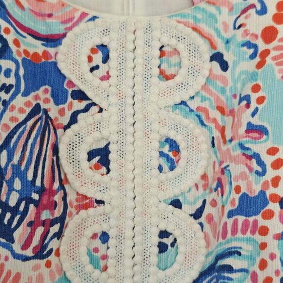 Lilly Pulitzer Annabelle Top Size 6 Shell Me About It Embellished Tropical Beach - Picture 5 of 11